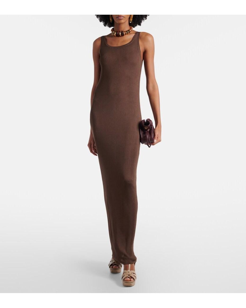 Saint Laurent Natural Plateausandalen Tribute 105 Aus Leder