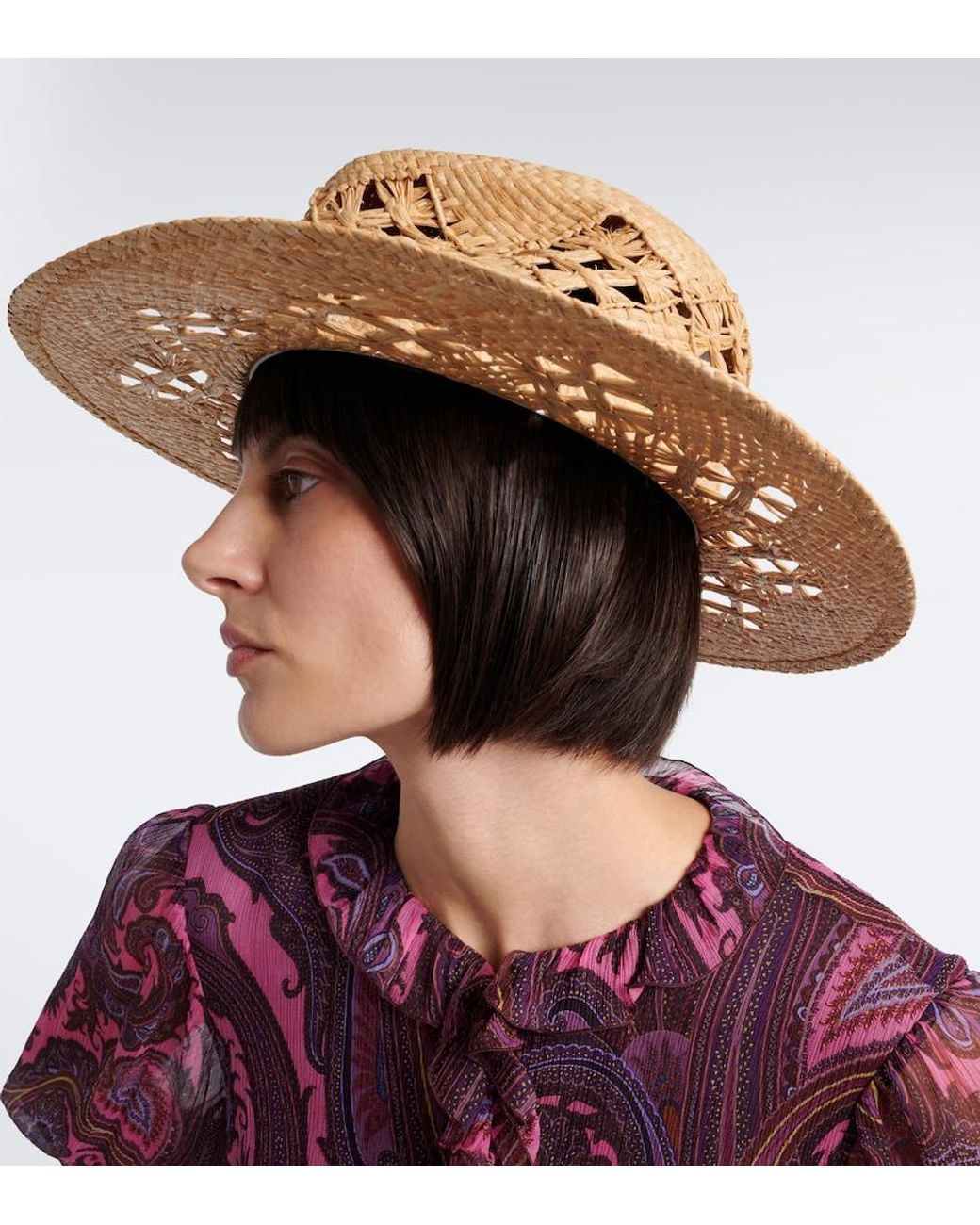 Ruslan Baginskiy Natural Embroidered Straw Fedora