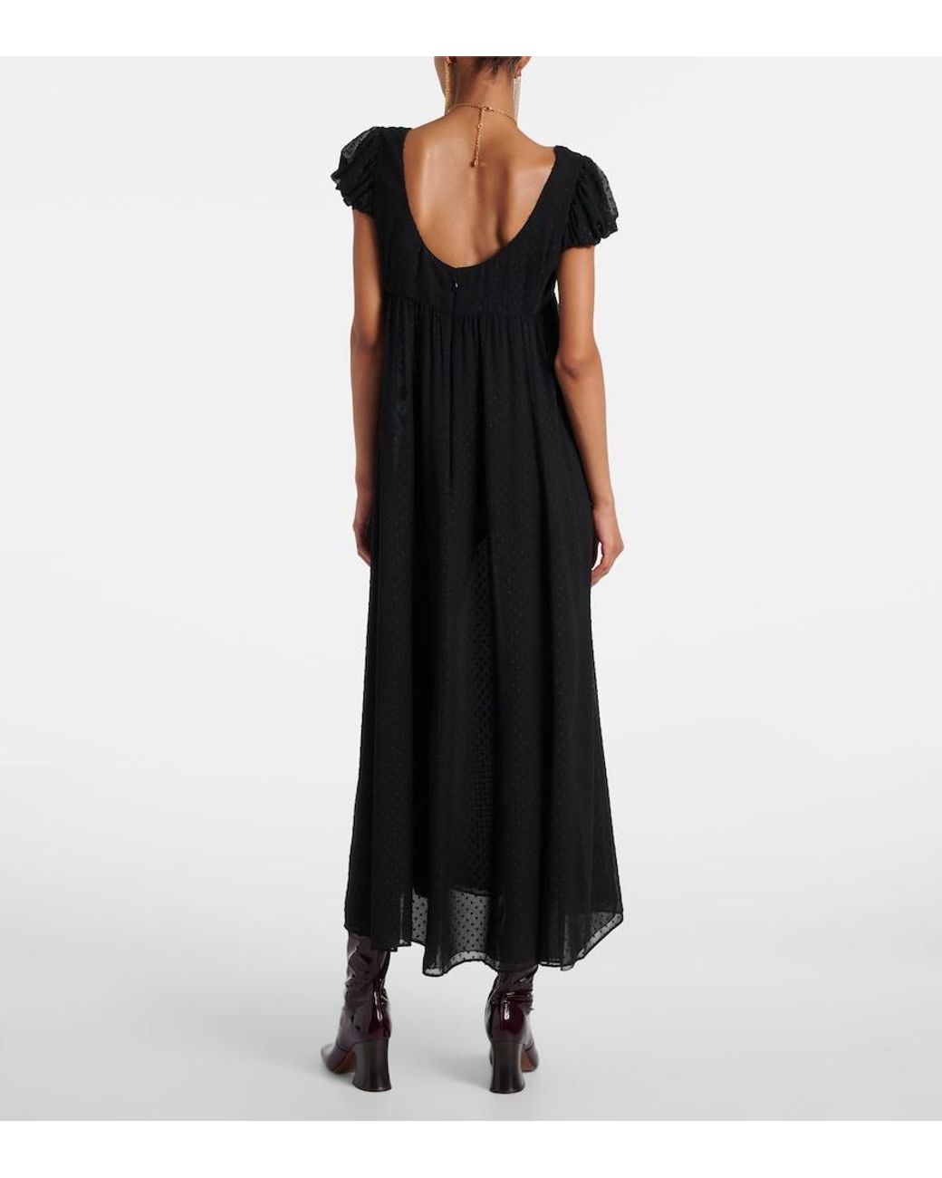 Chloé Black Silk Point D'Esprit Maxi Dress