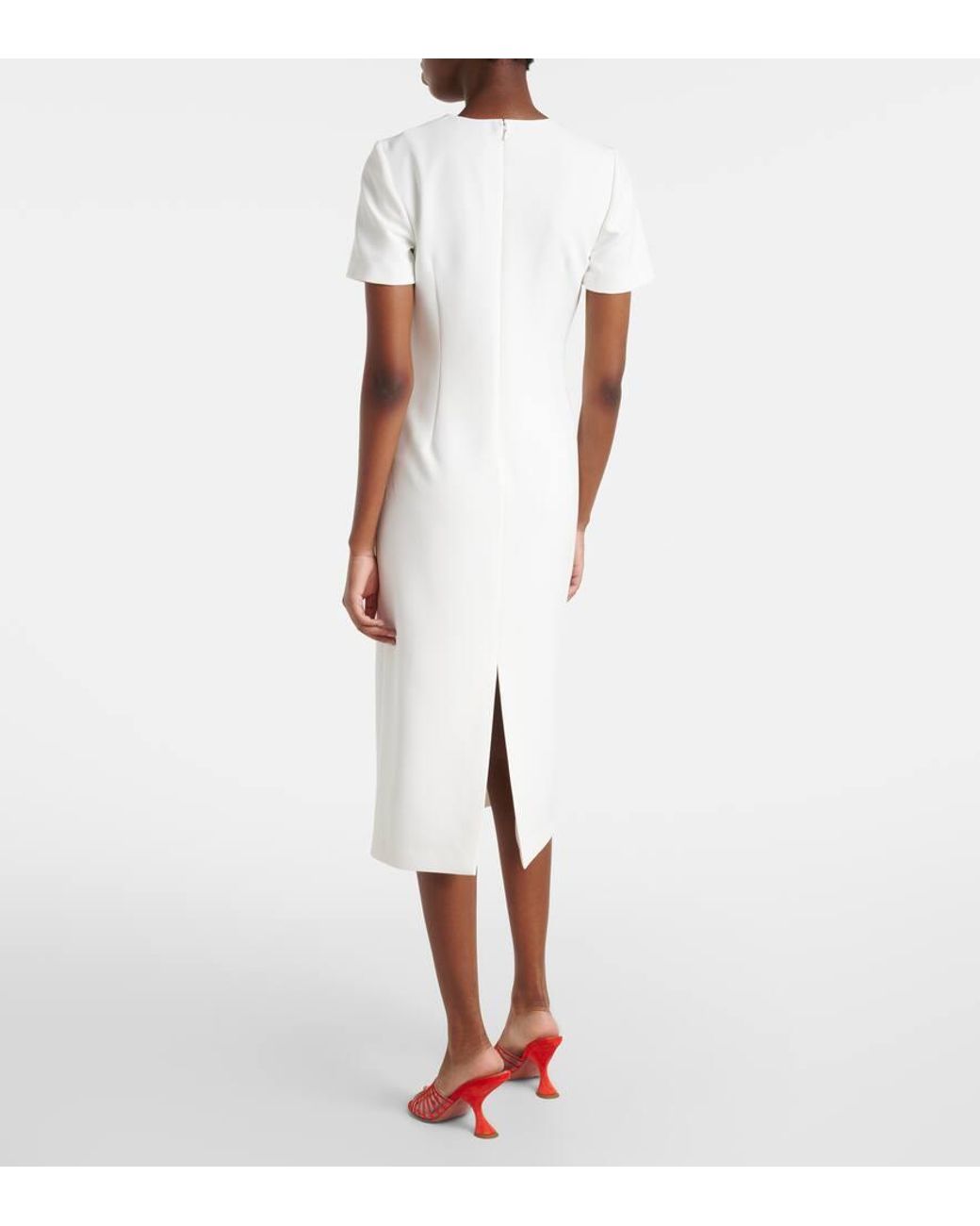 Vestido Midi De Crepe Floral Carolina Herrera de color White