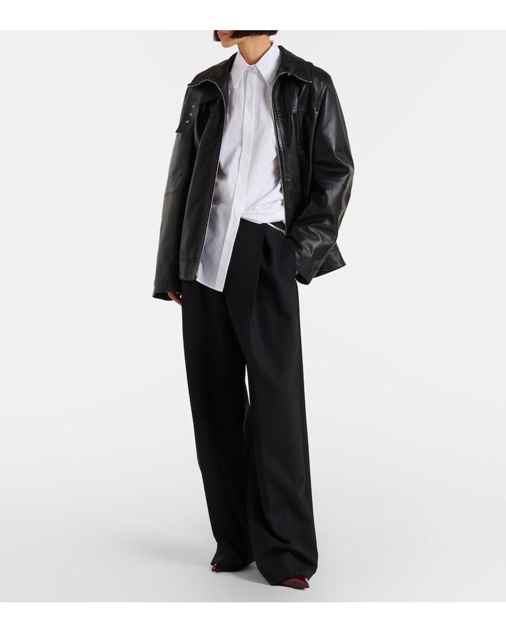 Sportmax Black Pleated Low-Rise Wide-Leg Pants