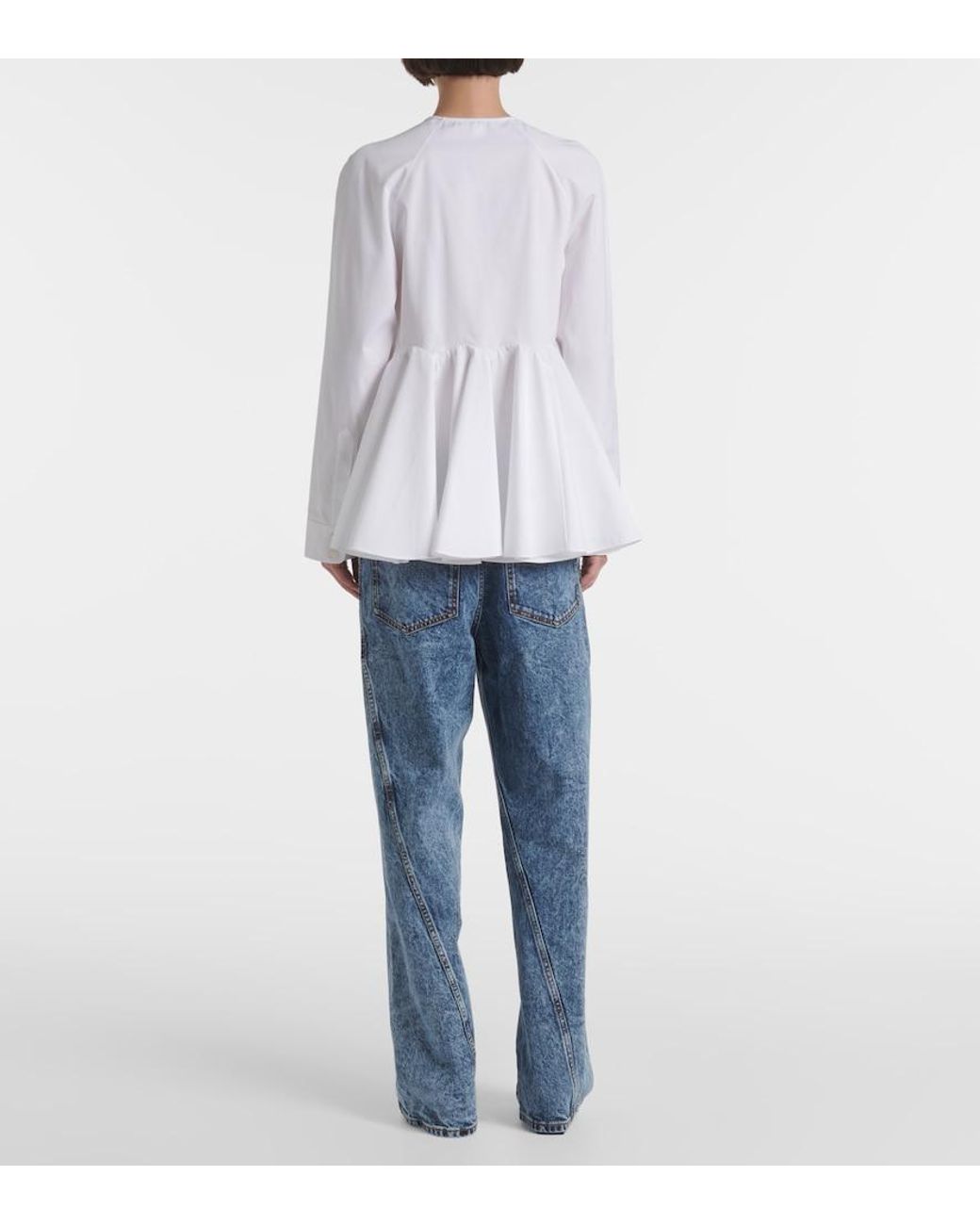 Alaïa White Flare Cotton Blouse