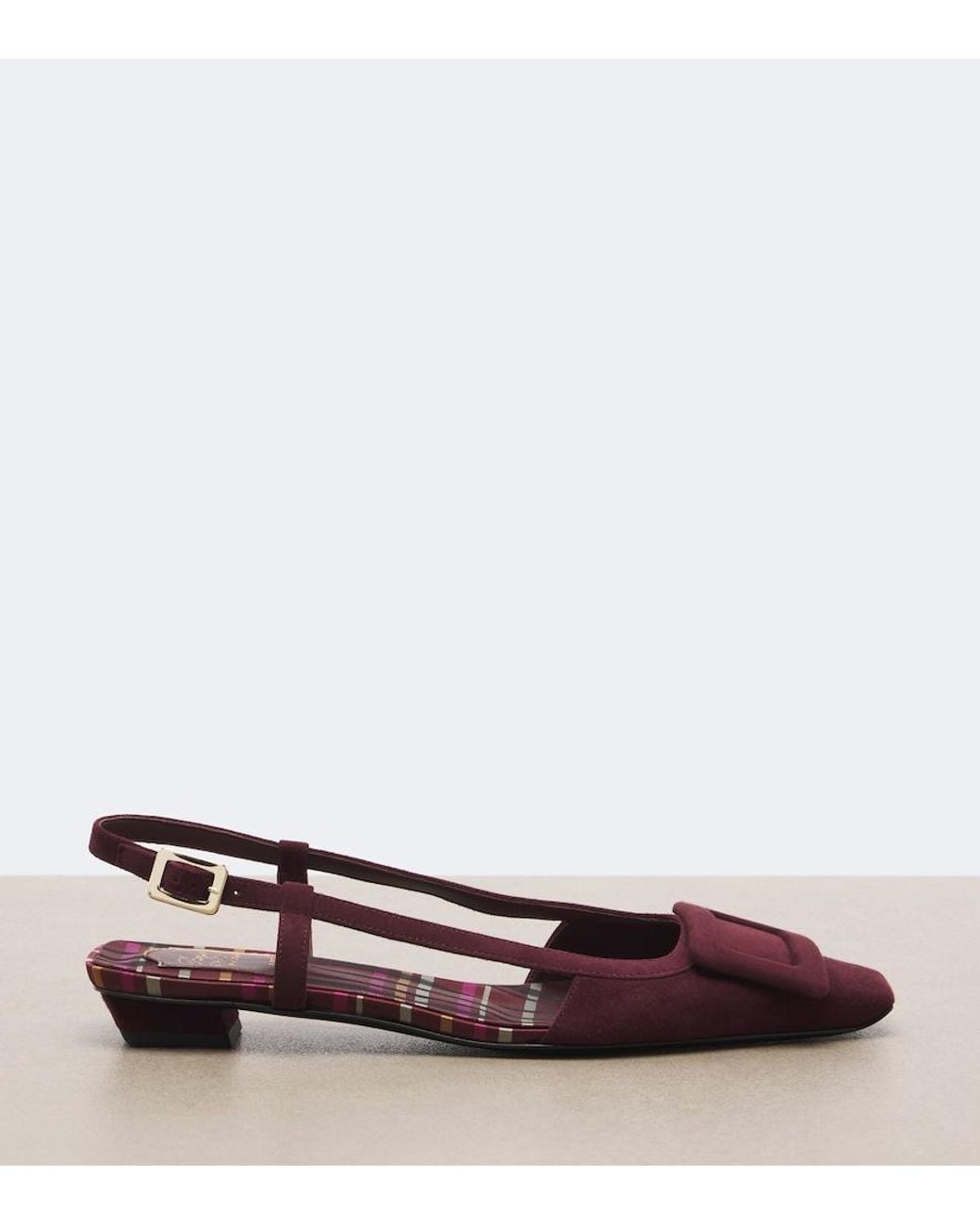 Roger Vivier Brown Belle Vivier Suede Slingback Flats