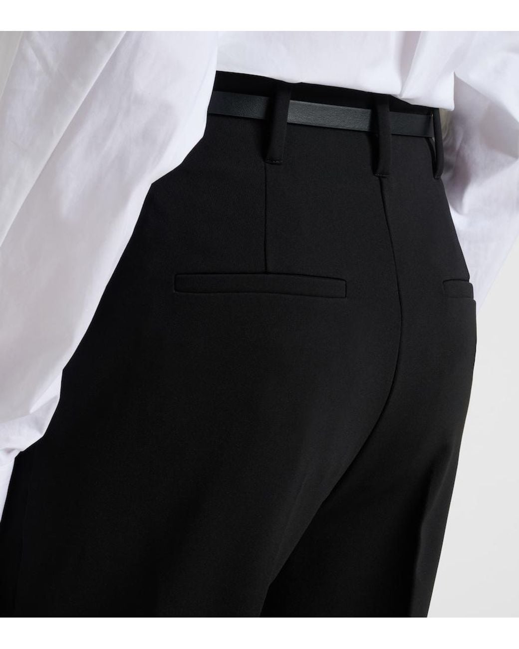 Sportmax Black Belted Crepe Straight Pants