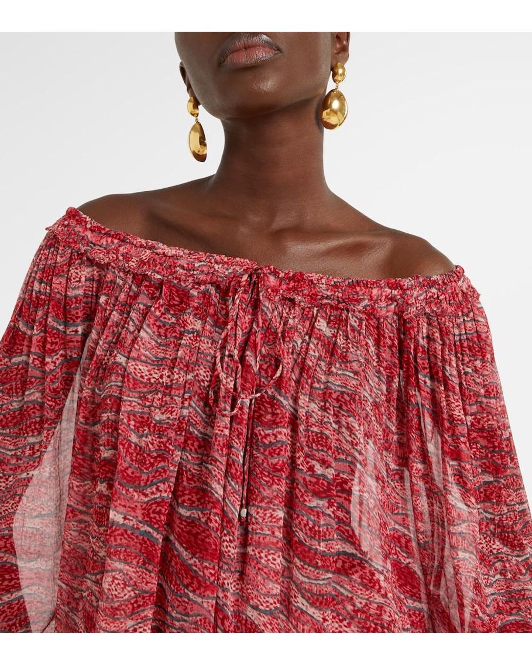 Isabel Marant Red Vutti Chiffon Top
