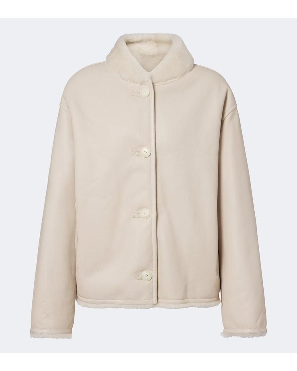 Yves Salomon Natural Reversible Shearling-Trimmed Leather Jacket