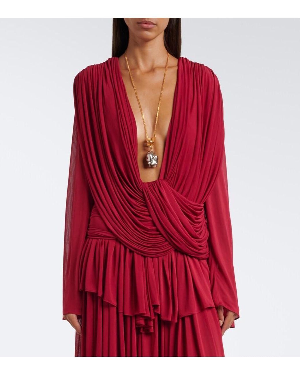Christopher Esber Red Ripple Draped Jersey Top