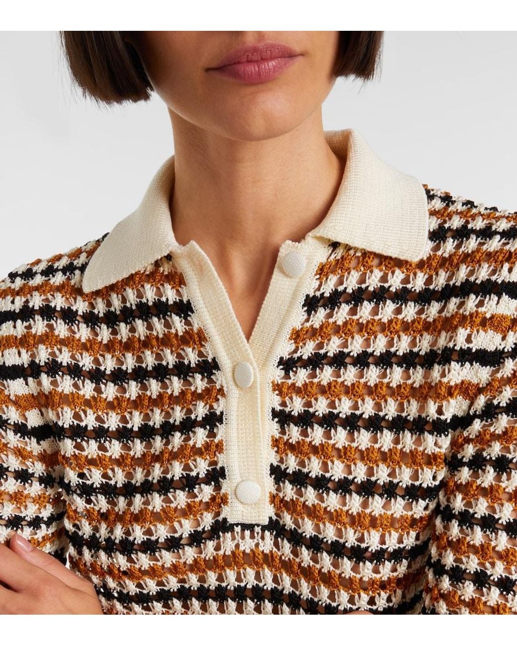 Eres Multicolor Comeback Open-Knit Cotton-Blend Polo Shirt