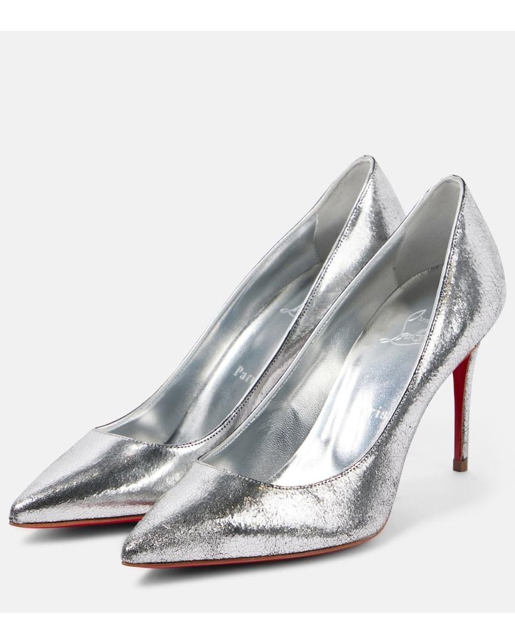 Christian Louboutin Kate 85 Metallic Leather Pumps