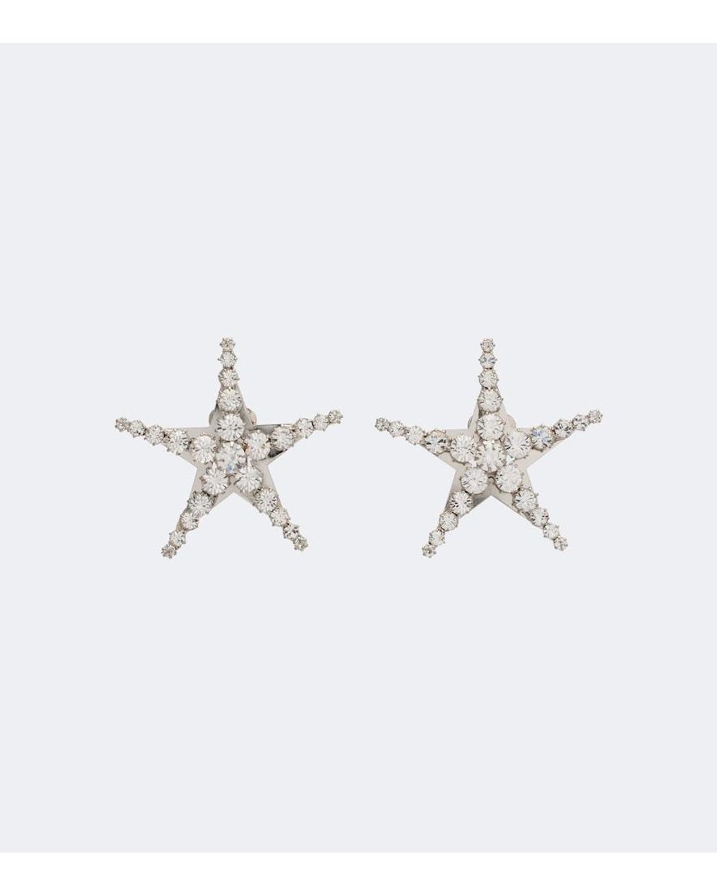 Alessandra Rich White Crystal-Embellished Earrings