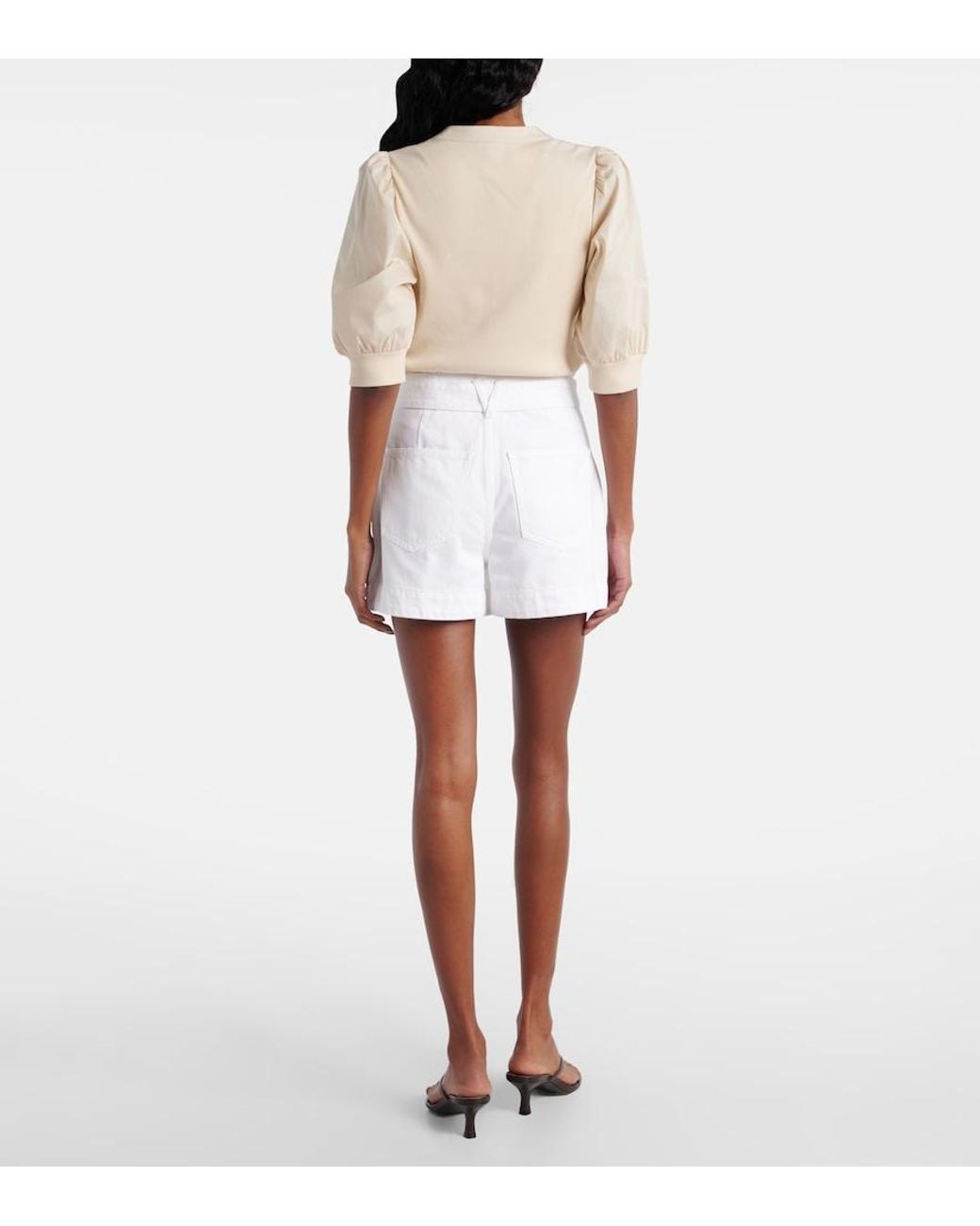 Veronica Beard White Agee Cotton-Blend Skort