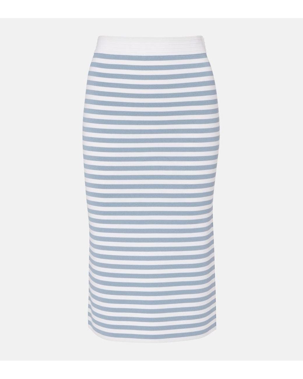 Max Mara Blue Gennaio Striped Midi Skirt