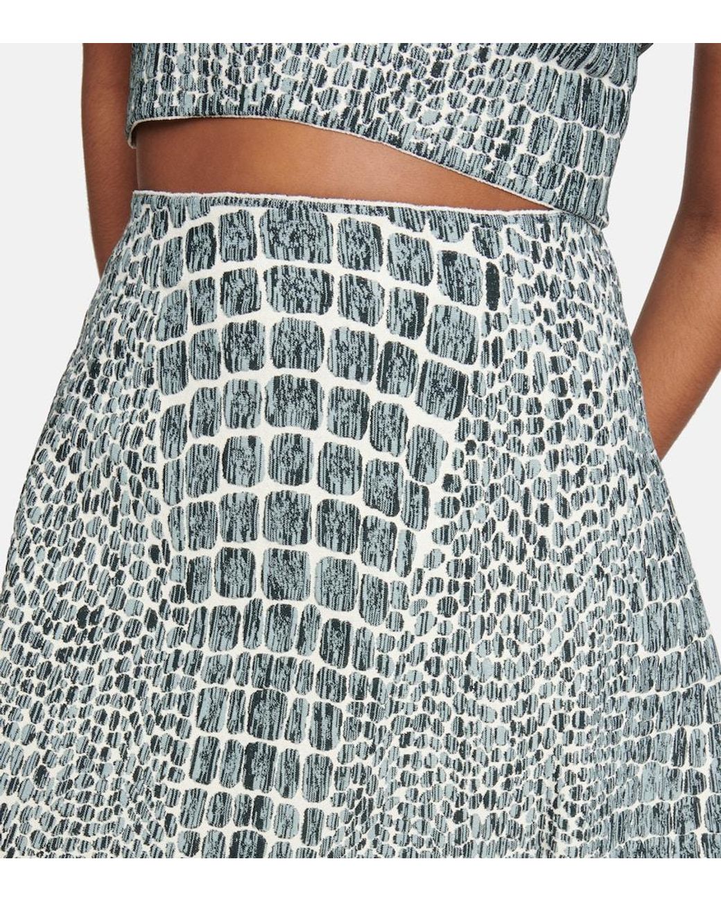 Alaïa Gray Printed Jacquard Miniskirt