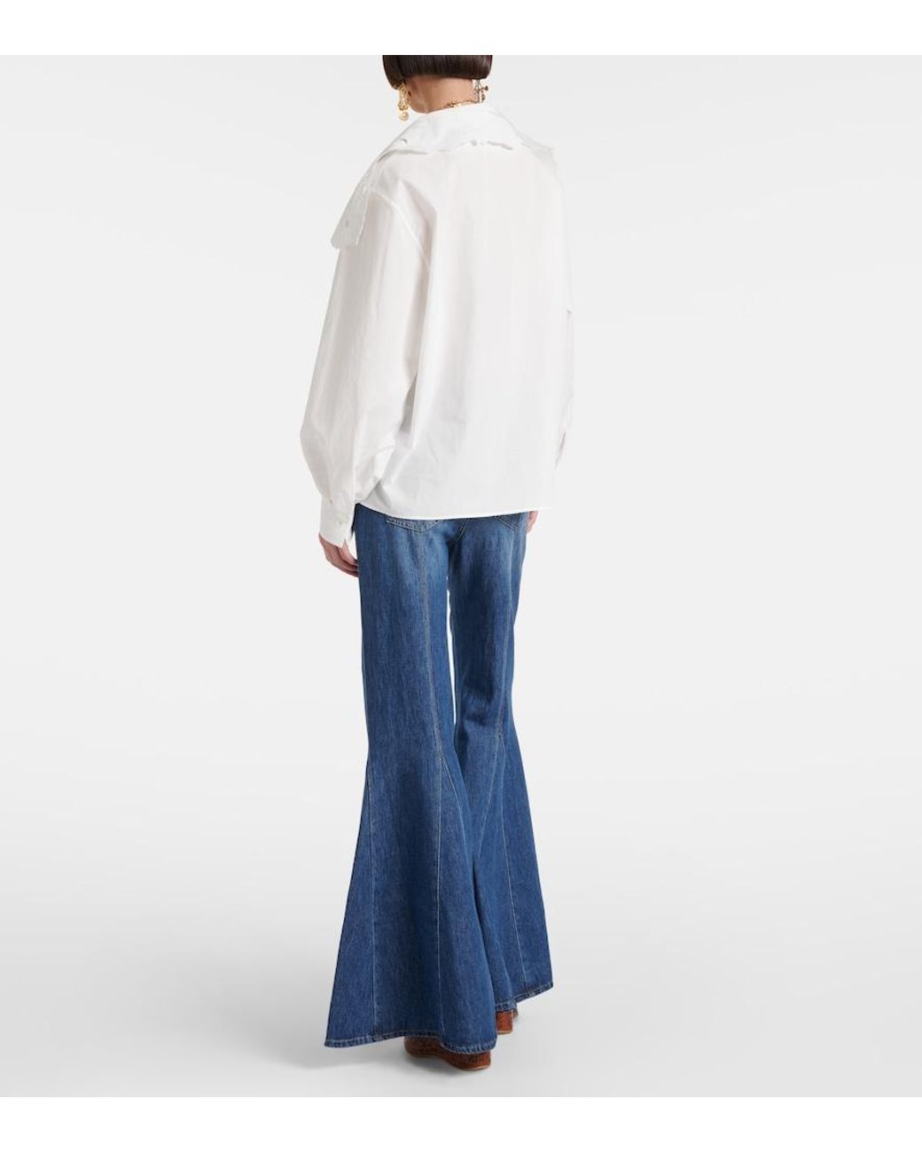 Chloé White Broderie Anglaise Cotton Poplin Blouse