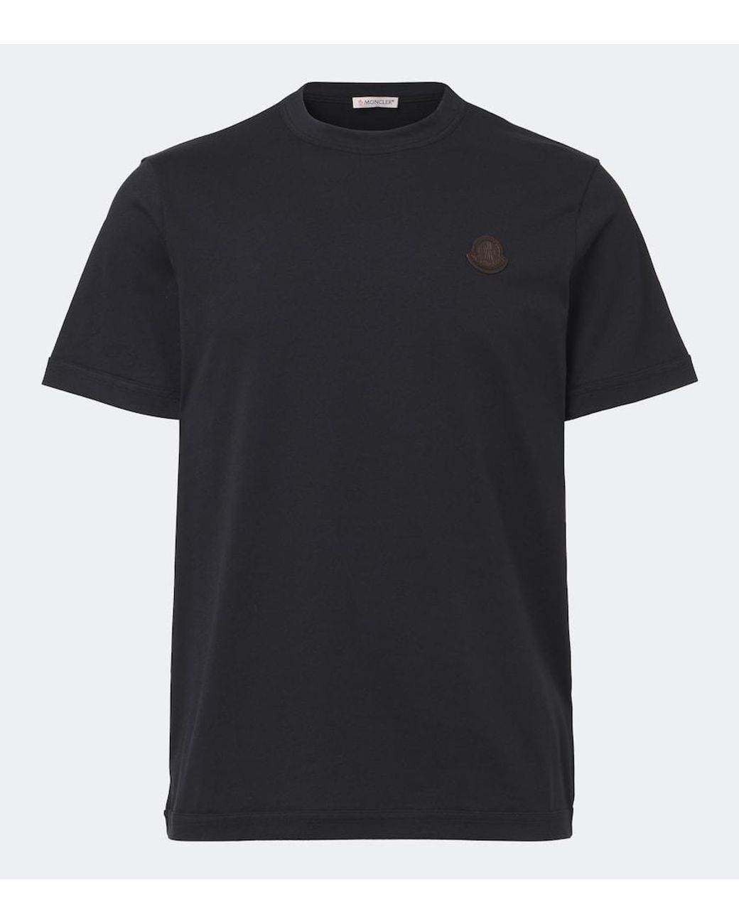 Moncler Black Leather-Trimmed Cotton Jersey T-Shirt for men