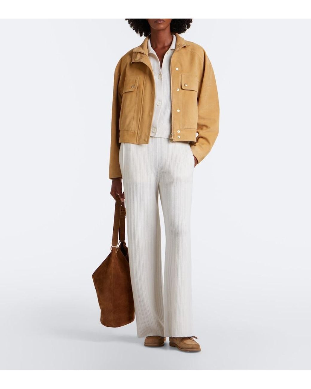 Eleventy Natural Suede Bomber Jacket