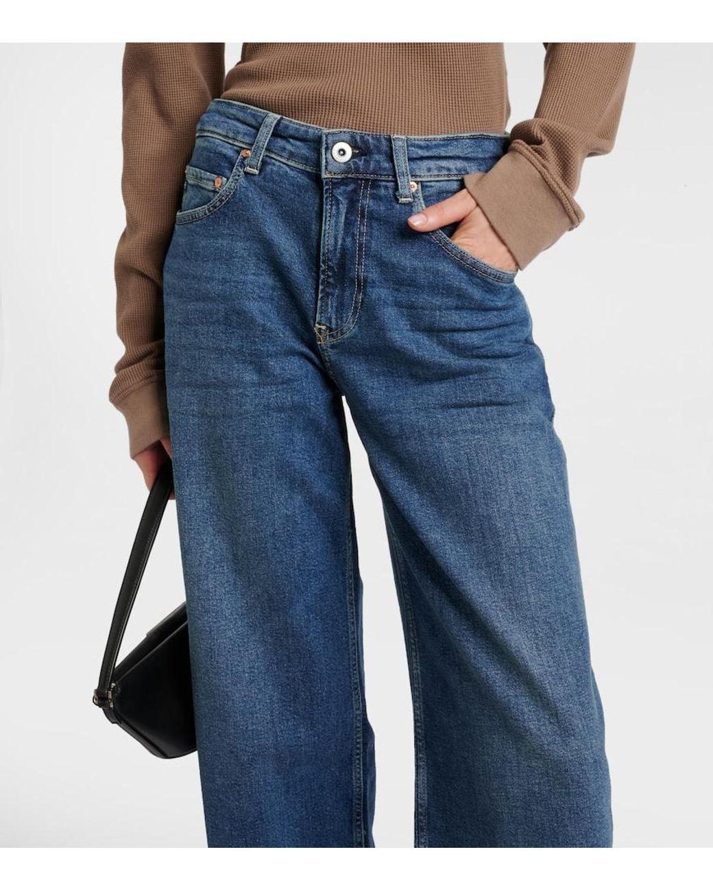 AG Jeans Blue High-Rise Wide-Leg Jeans
