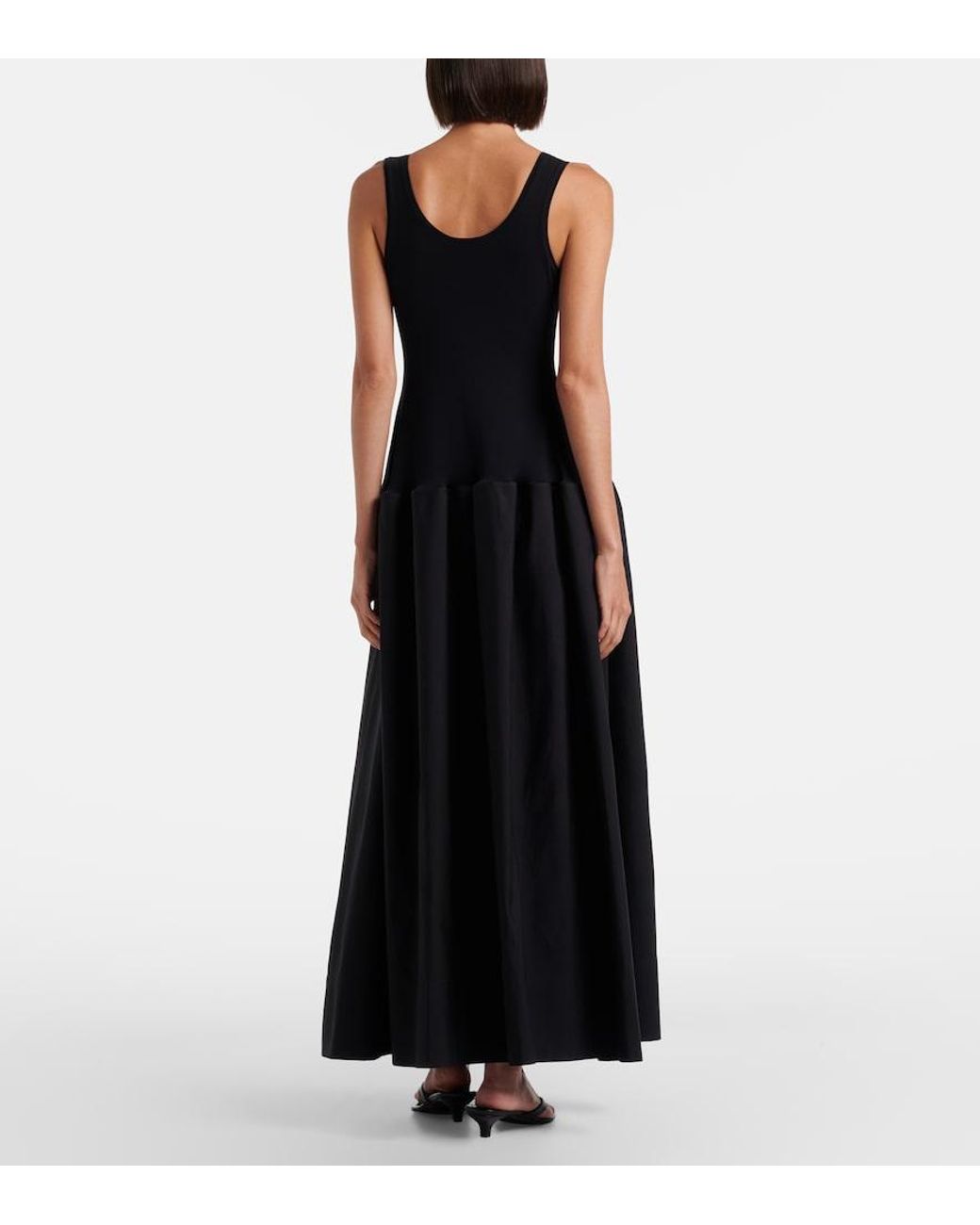 FFORME Black Marina Cotton And Silk Maxi Dress