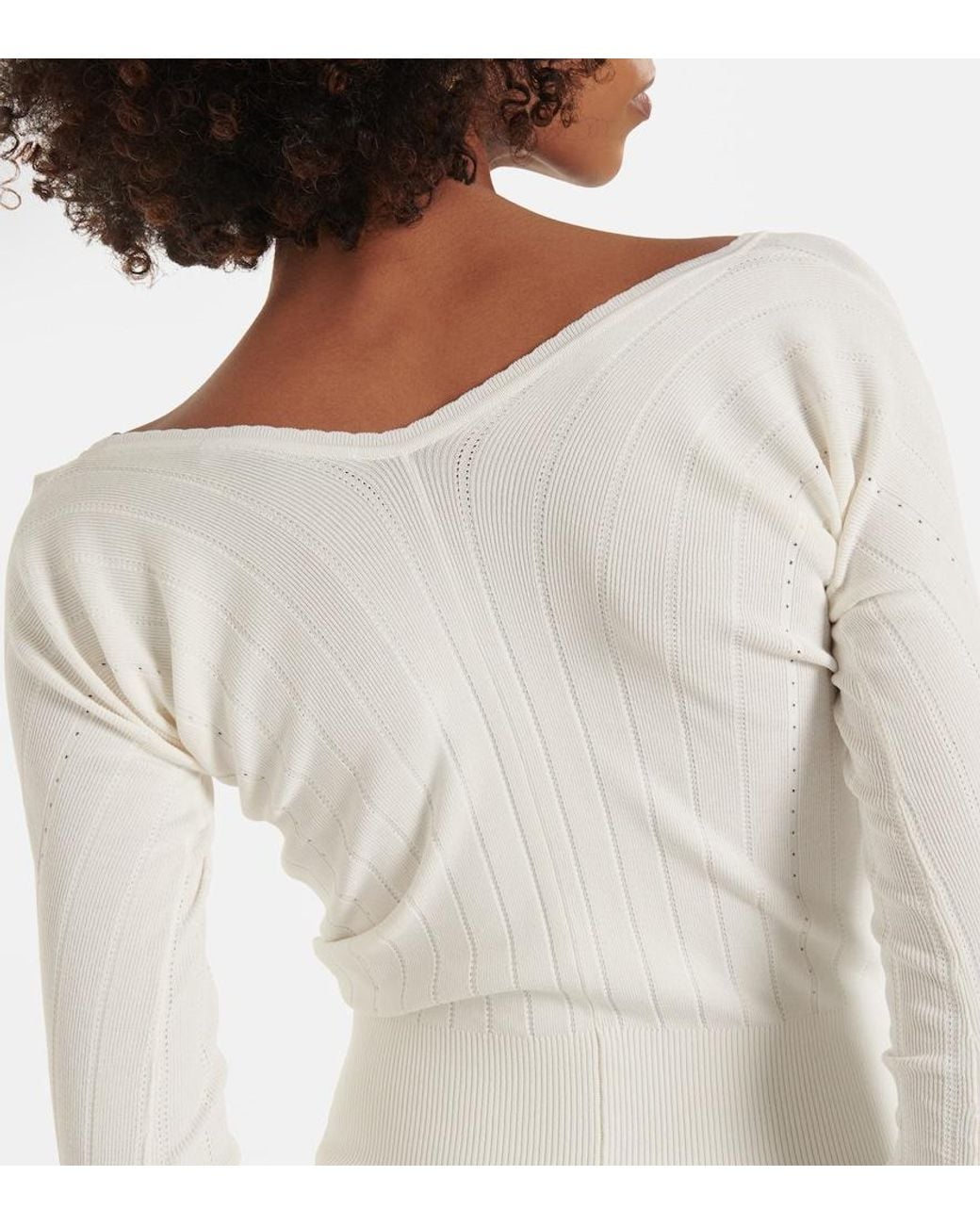 Jacquemus White Matte Ribbed Viscose T-Shirt
