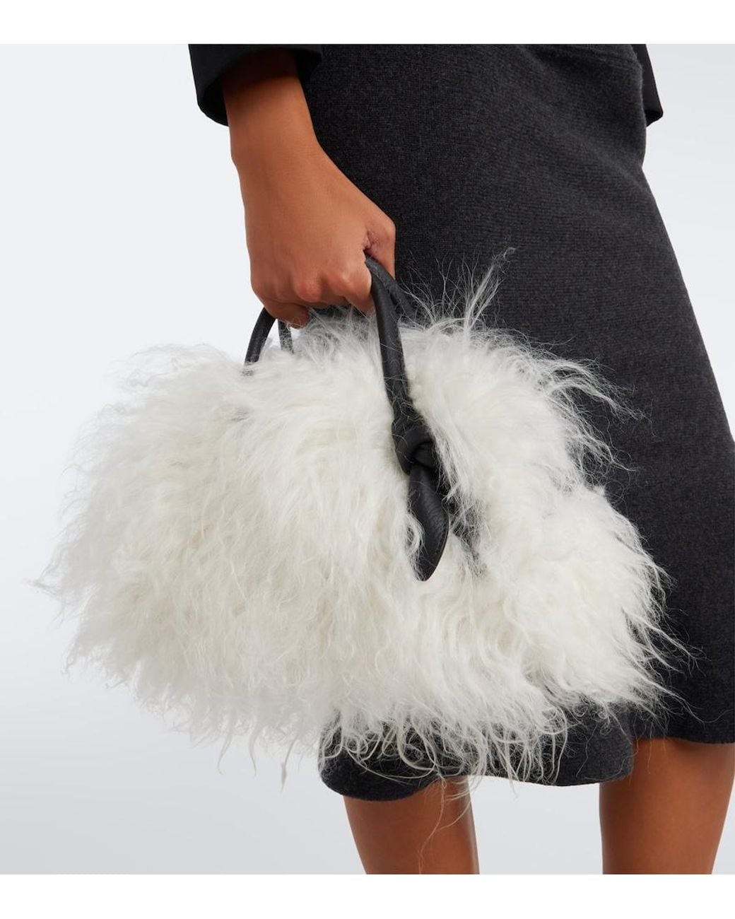 Jacquemus Black Turismo Small Shearling Bowling Bag