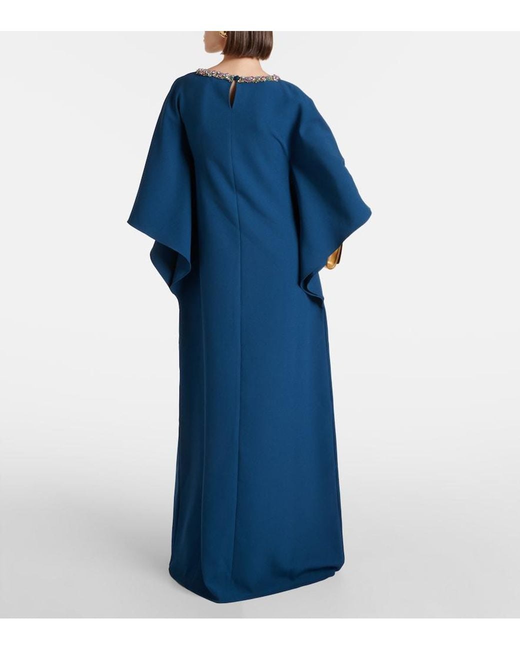 Safiyaa Blue Amarella Embellished Crepe Gown