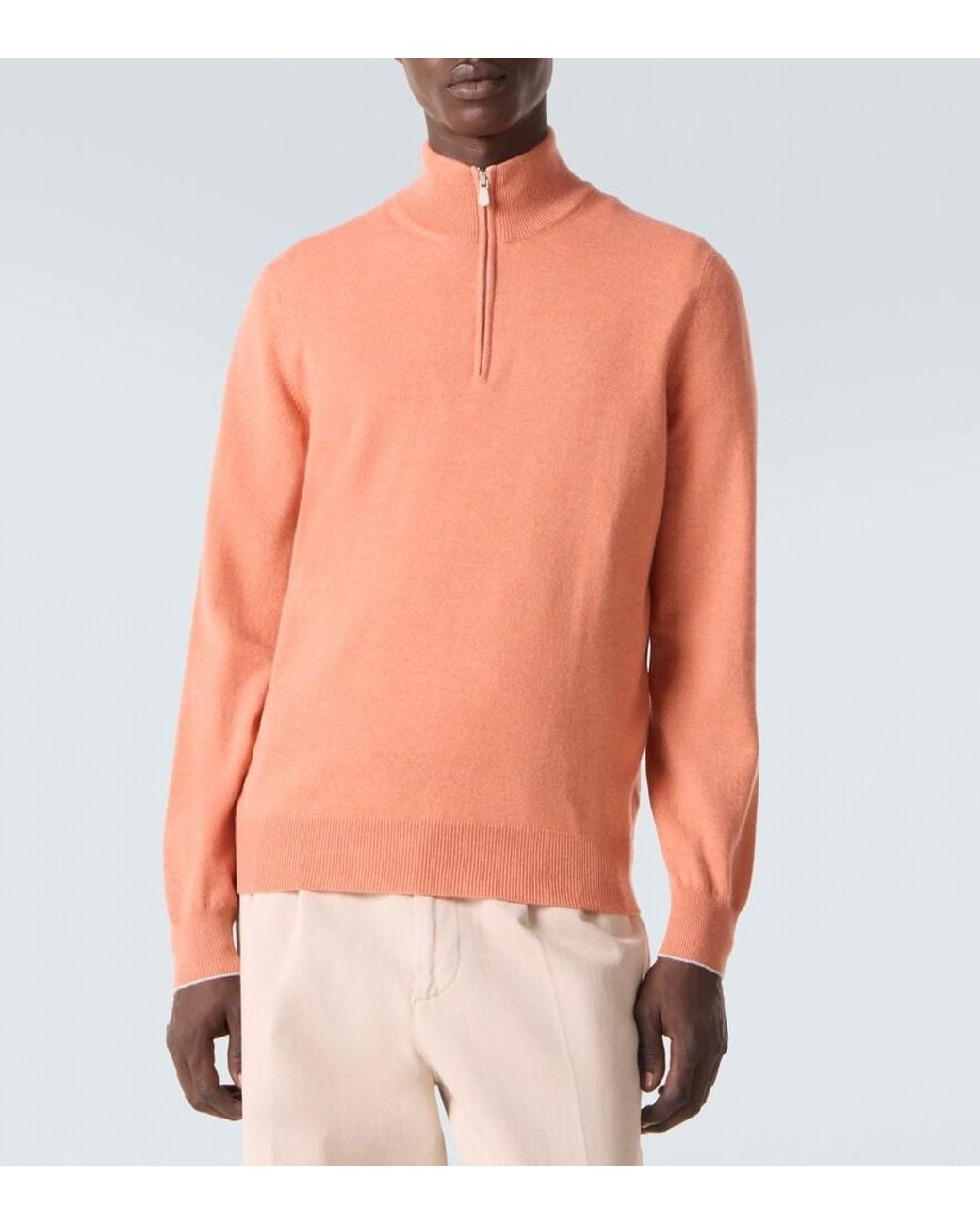 Brunello Cucinelli Orange Cashmere Sweater for men