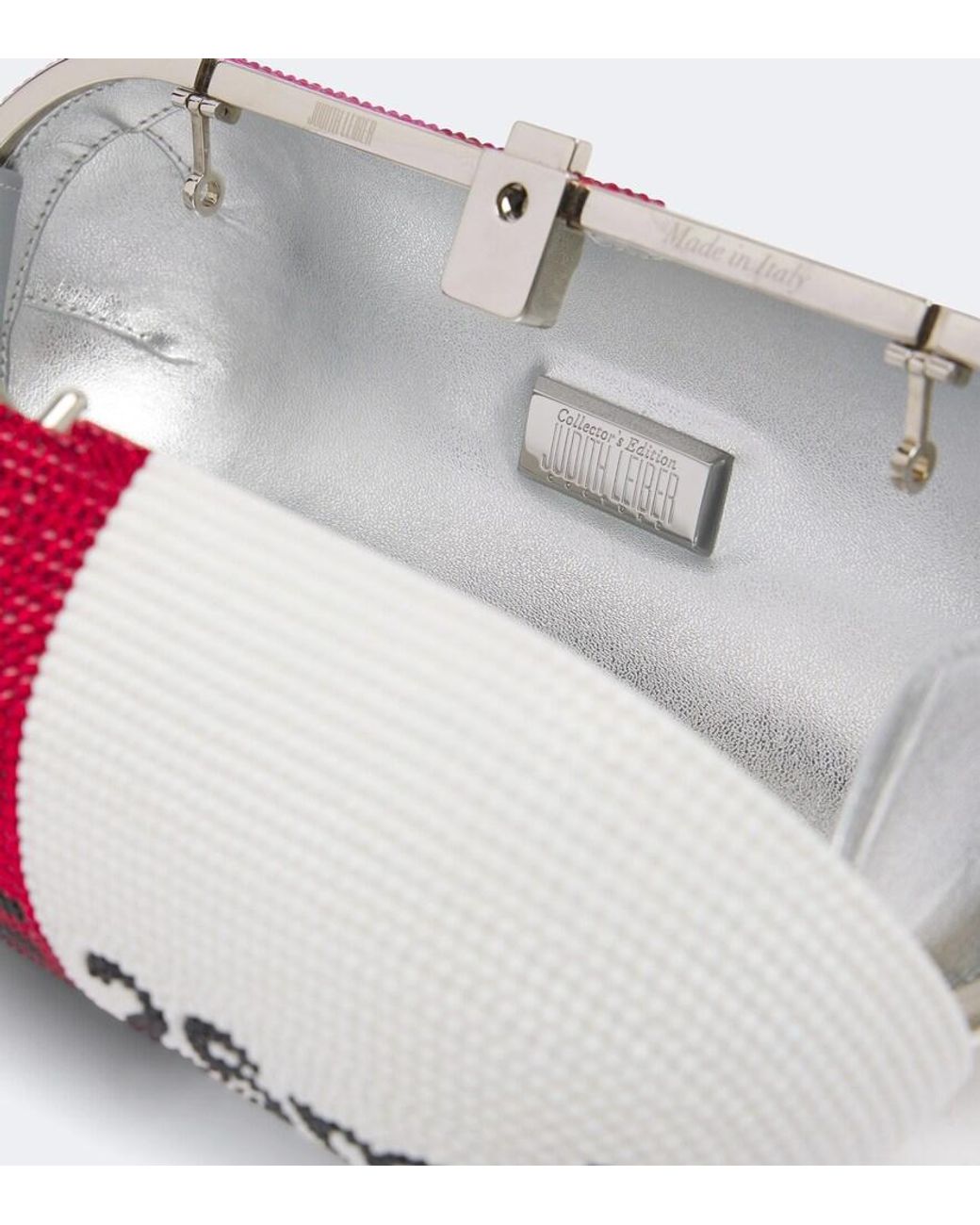 Judith Leiber Pink Love Pill Capsule Embellished Clutch