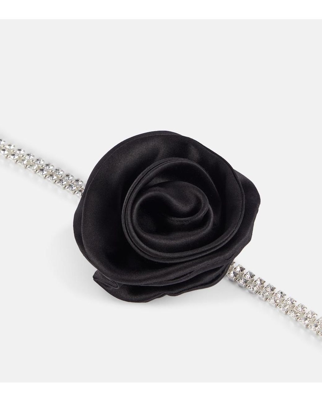 Magda Butrym Black Floral-Applique Crystal-Embellished Choker