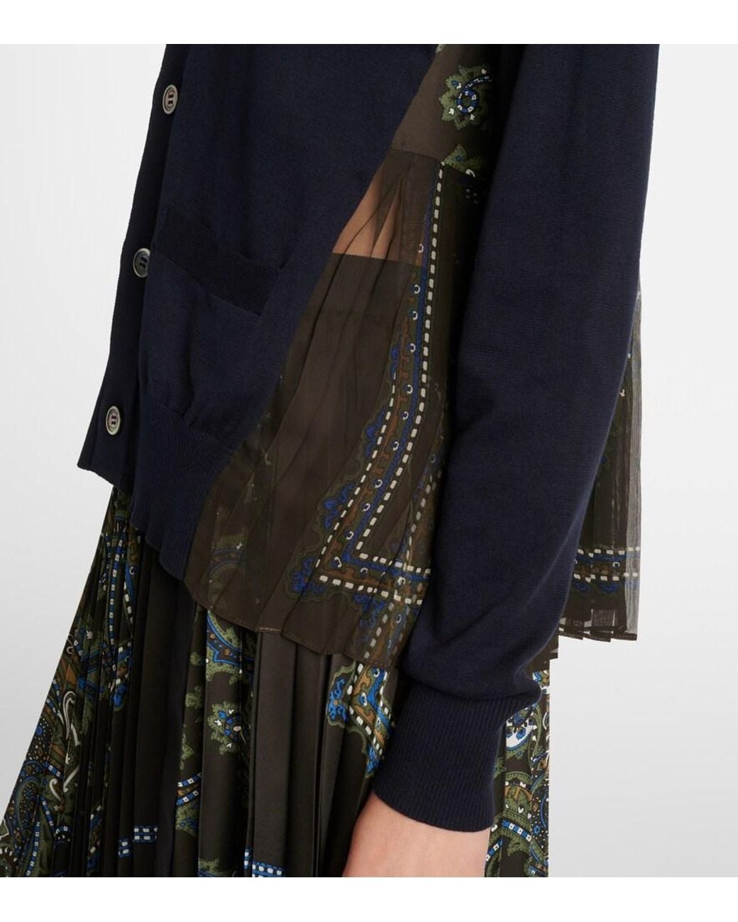 Sacai Blue Paneled Cardigan