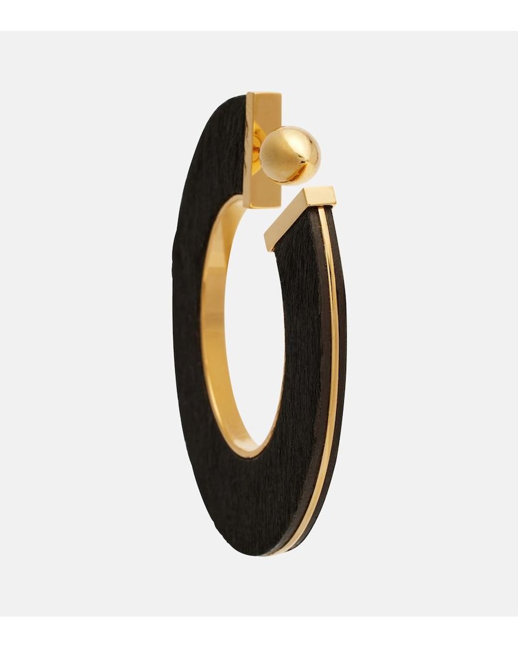Alaïa Black Blade Medium Leather Hoop Earrings
