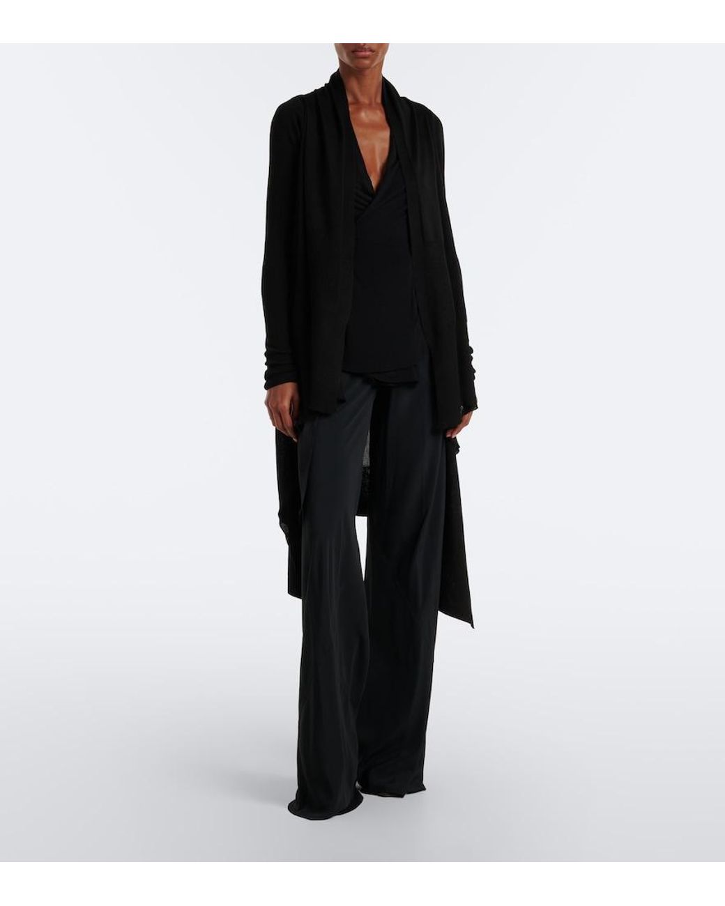 Rick Owens Black Virgin Wool Cardigan