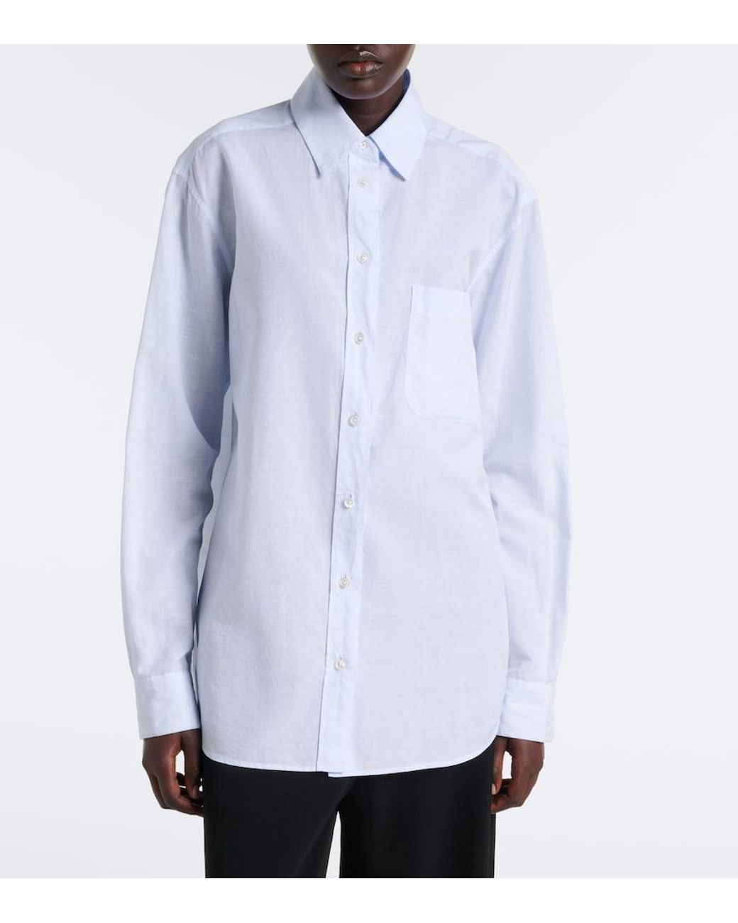 The Row White Gavina Cotton Chambray Shirt