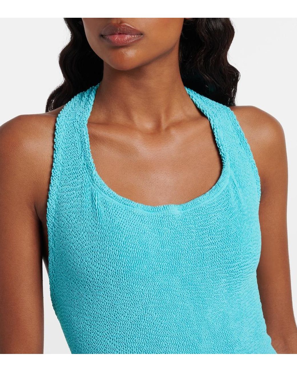 Hunza G Blue Sandy Halterneck Swimsuit
