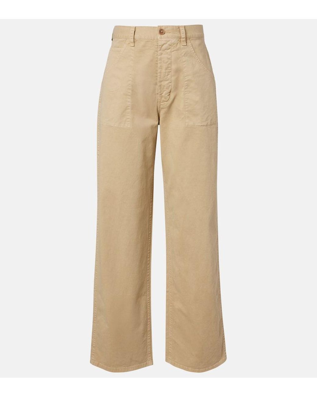 Nili Lotan Natural Whitney Cotton Wide-Leg Pants