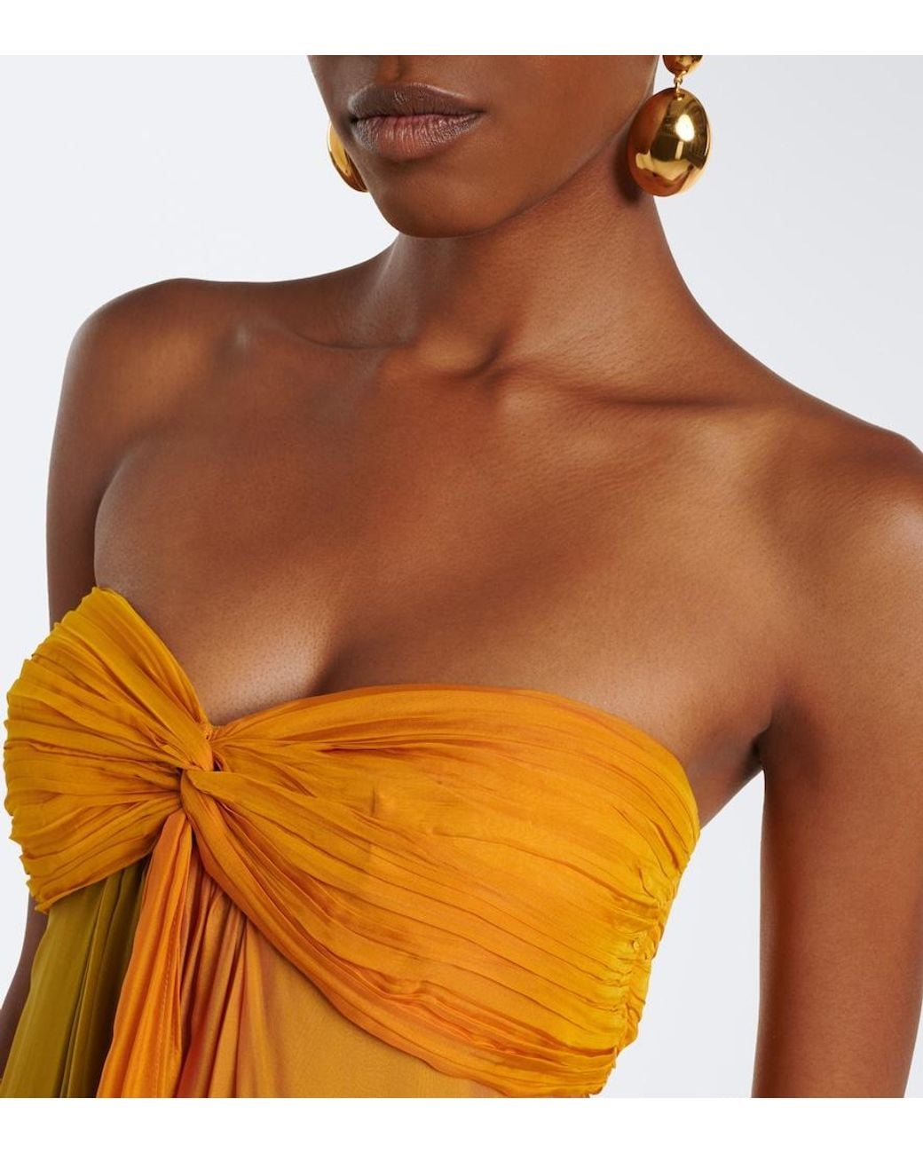 retroféte Yellow Lunaria Chiffon Maxi Dress