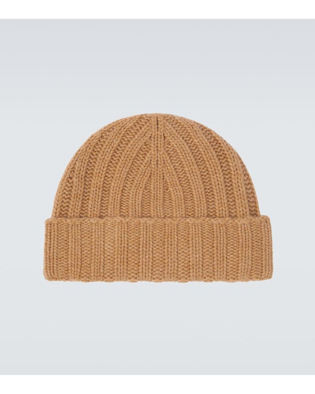 God's True Cashmere Brown Cashmere Beanie With Lapis Lazuli for men
