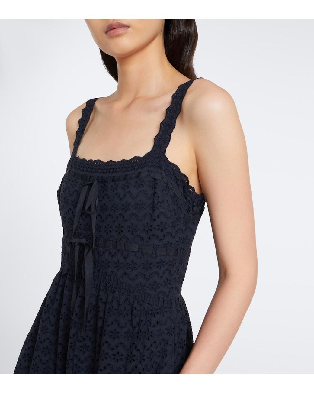 Ulla Johnson Black Constance Broderie Anglaise Cotton Midi Dress