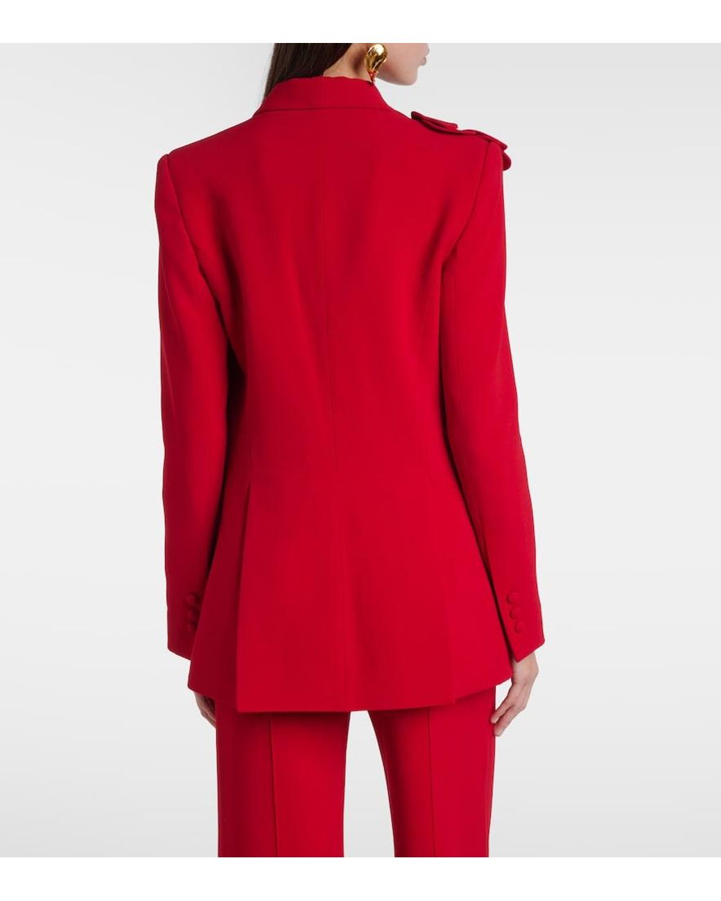 Elie Saab Red Floral-Applique Cady Blazer