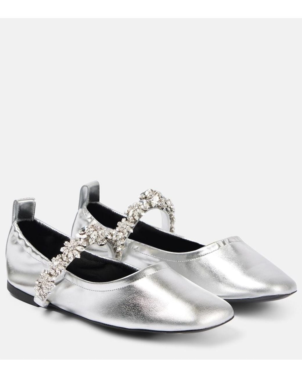 Stella McCartney White Elsa Metallic Faux Leather Ballet Flats