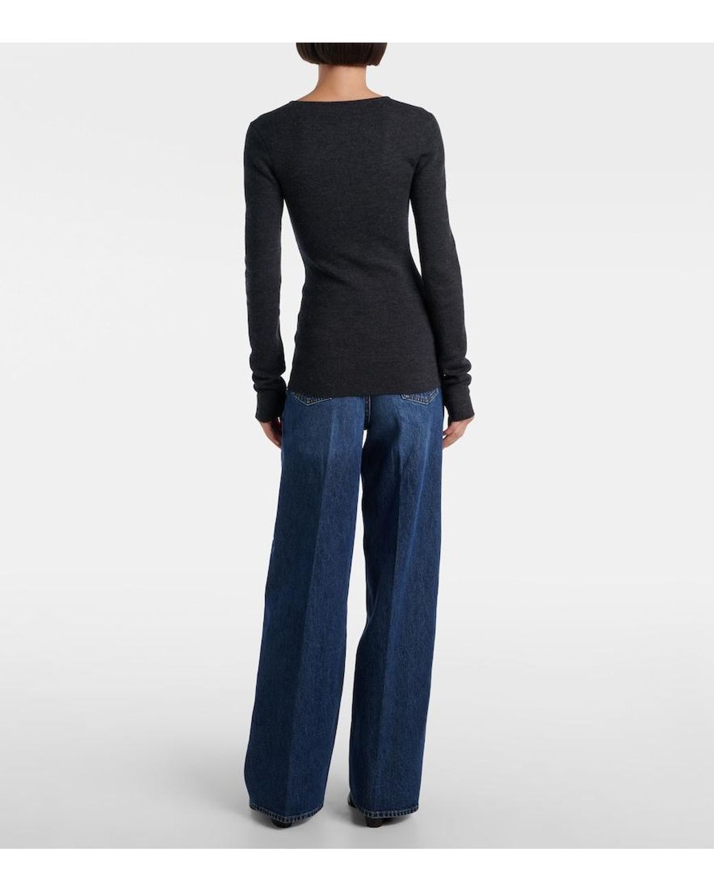 Totême Blue Compact Wool-Blend Sweater