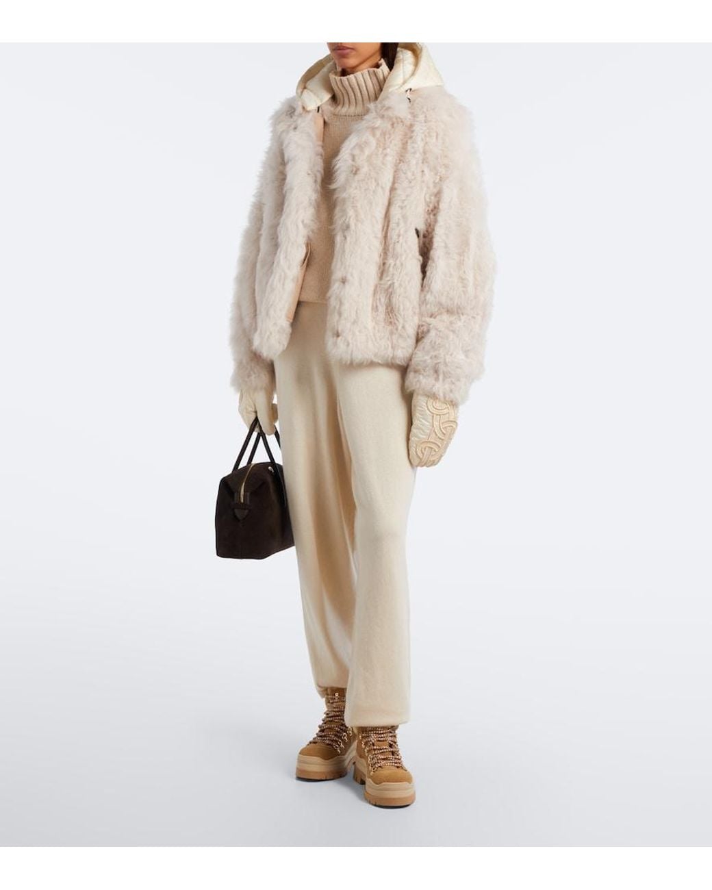 Bogner Natural Liz Hooded Shearling Ski Jacket