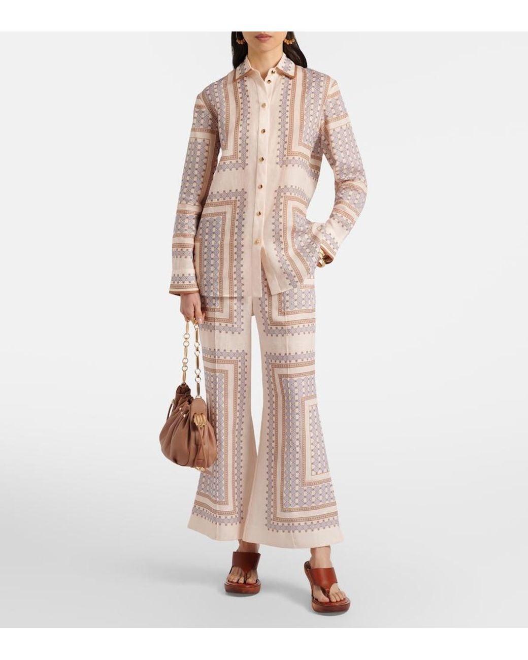 Zimmermann Natural Printed Ramie Shirt