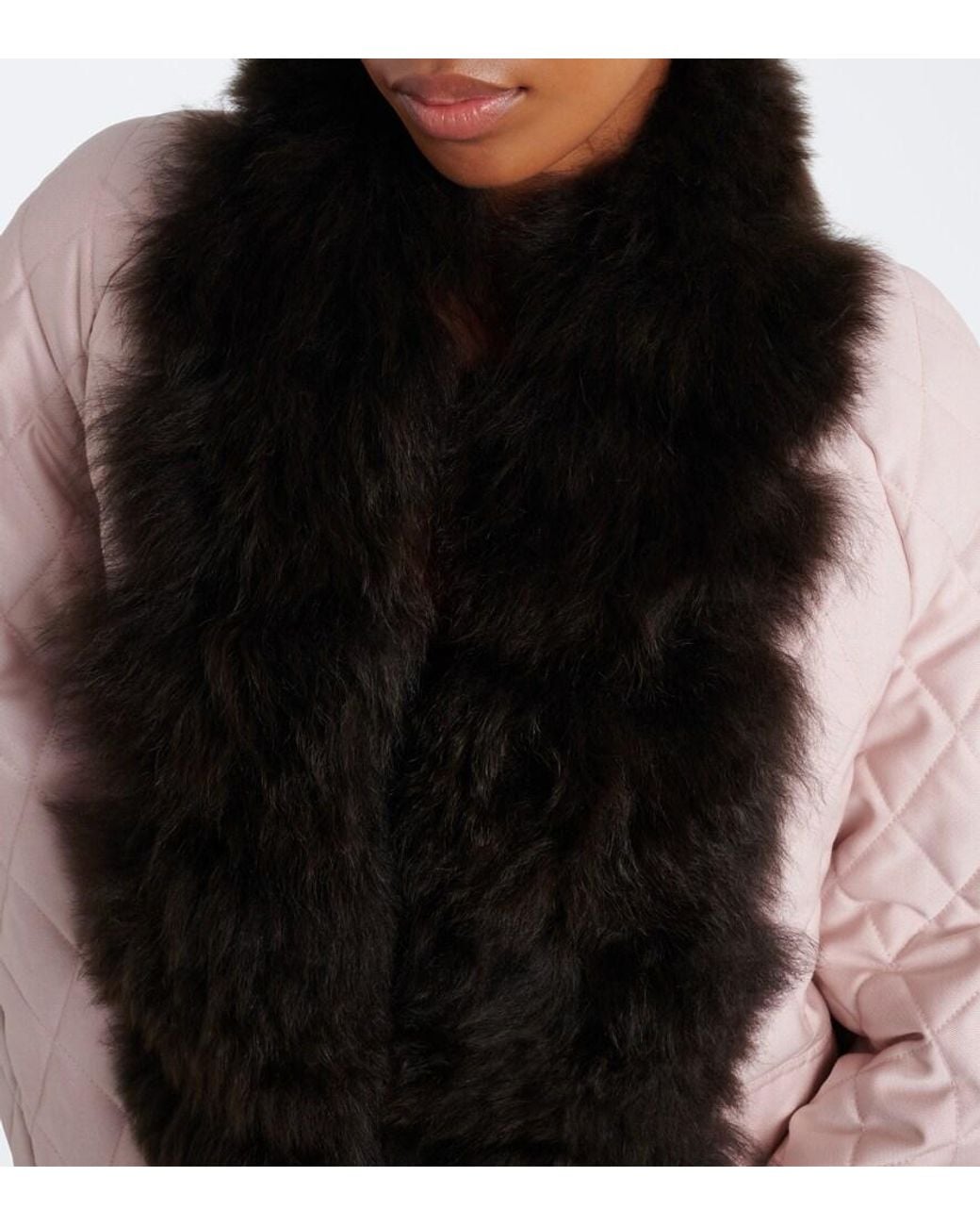 JACQUES WEI Black Steppjacke Mit Shearling