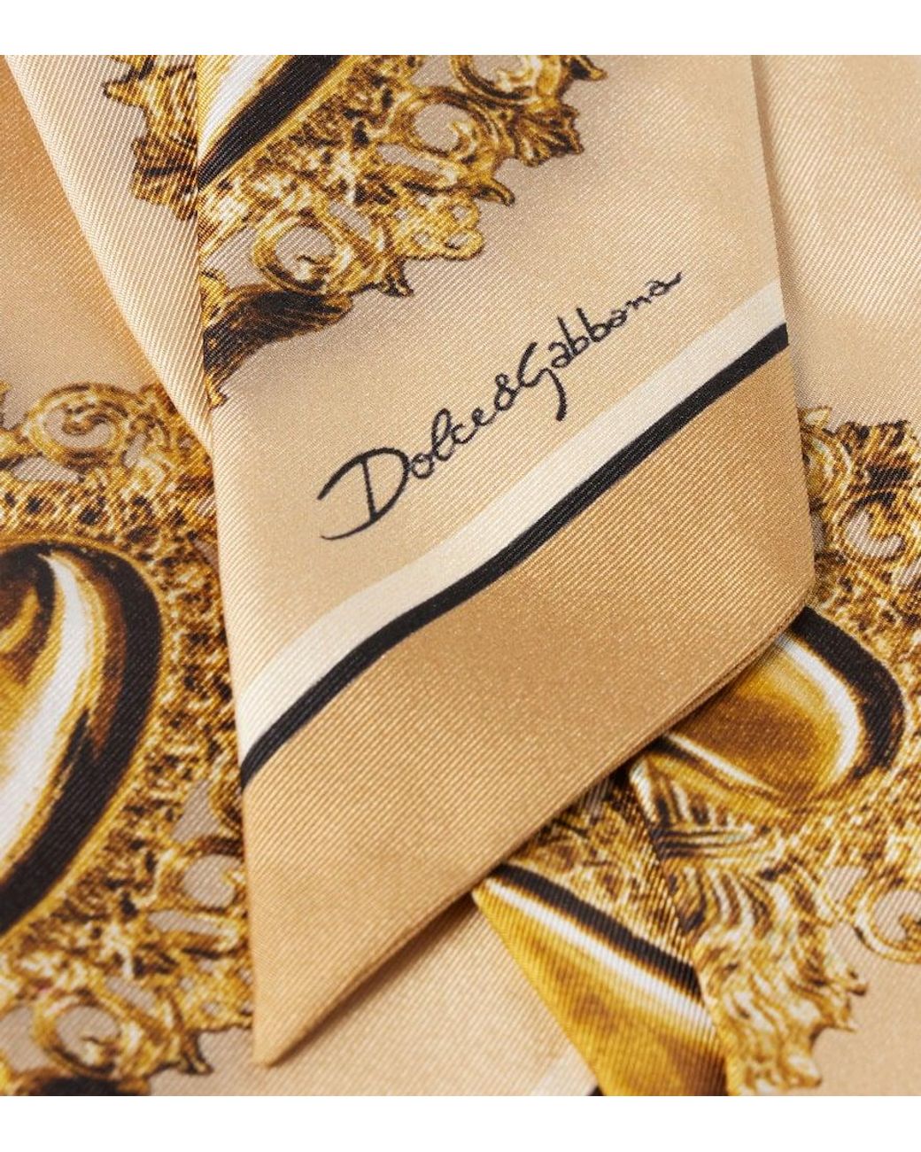 Dolce & Gabbana Metallic Printed Silk Twill Scarf