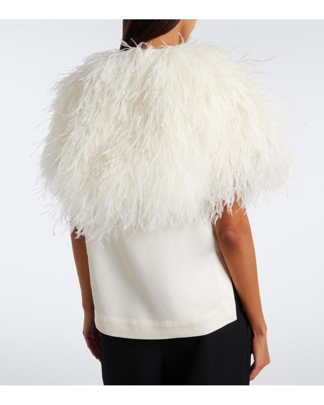 Loulou de Saison White Iona Feather-Trimmed Top