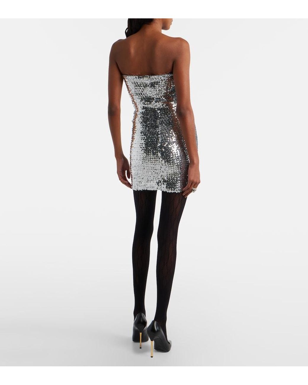 Gucci Black Sequined Strapless Minidress