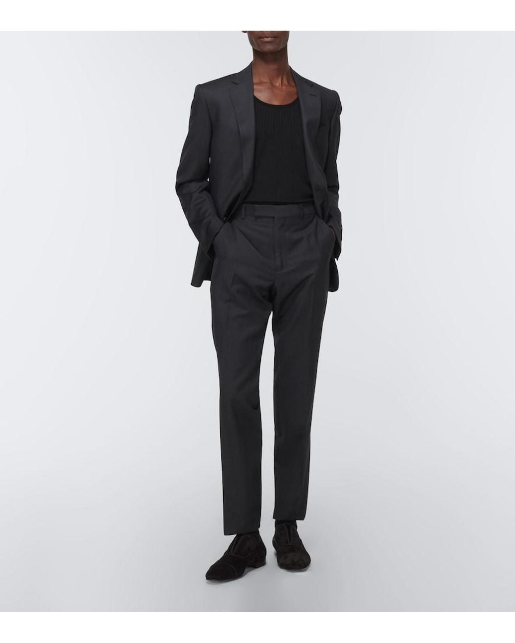 Christian Louboutin Black Alpha Velour Oxford Shoes for men