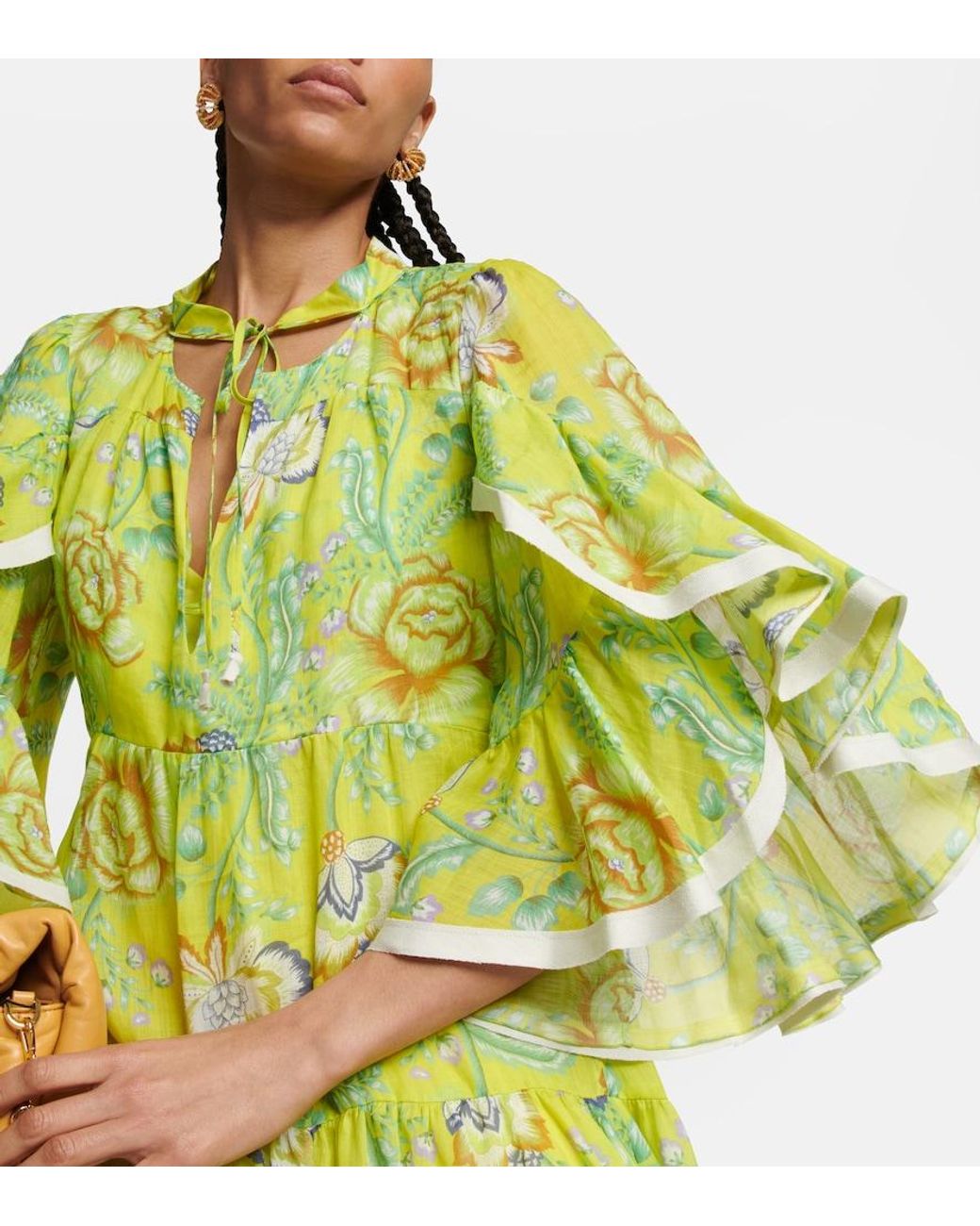Dorothee Schumacher Green Floral Ramie Maxi Dress