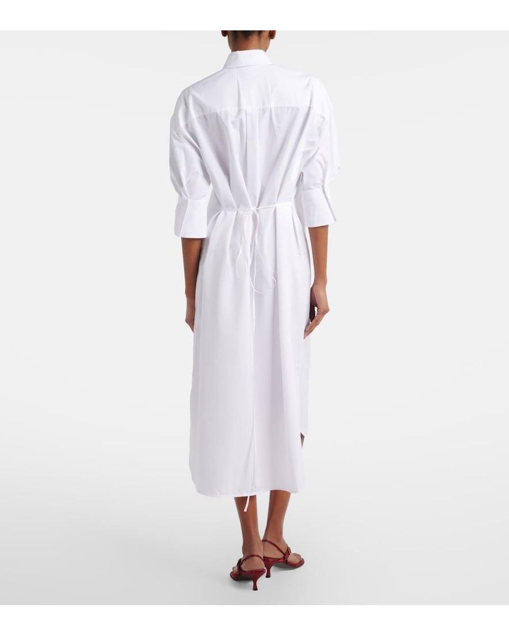 Erdem White Embroidered Cotton Poplin Shirt Dress