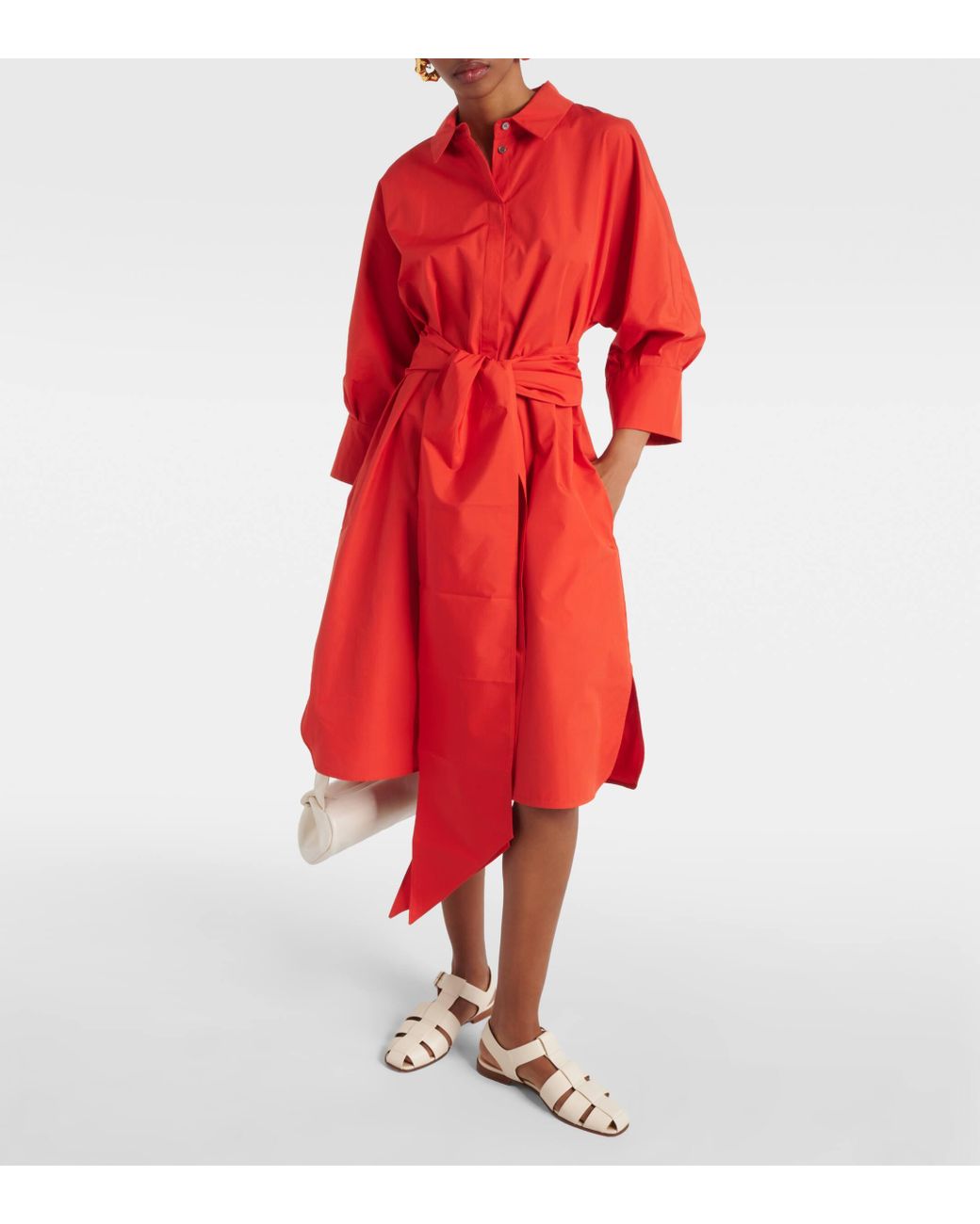 Max Mara Cotton Poplin Shirt Dress in Red Lyst UK